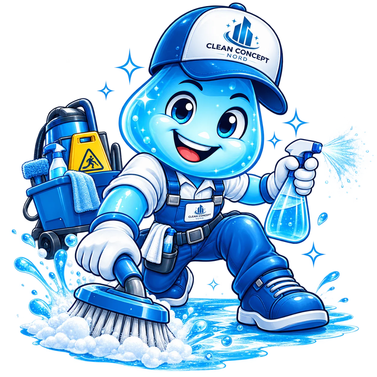 Clean Concept Nord Maskottchen bei einer Grundreinigung