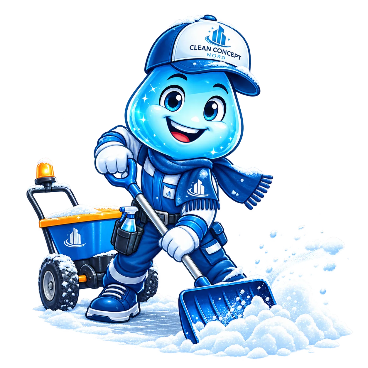 Clean Concept Nord Maskottchen beim Winterdienst